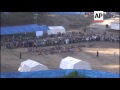 hundreds of syrian refugees protest assad s speech