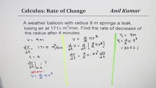 Rate of decrease of radius of weather balloon after 4 minutes Important