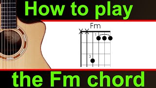 How to play the Fm guitar chord, guitar lesson on the F minor half barre chord