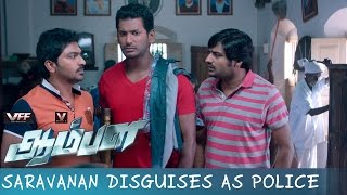 Saravanan Disguises As Police - Aambala | Movie Scenes | Vishal | Sundar C