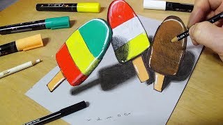 Drawing and Coloring Ice Cream - 3D Trick Art for Children by Vamos