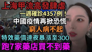 上海甲流高发肆虐！中國疫情再掀恐慌，一週確診4357例！特效藥價連夜暴漲至300人民币，跑完7家药店依然买不到