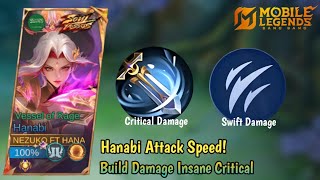 Hanabi Best Build \u0026 Emblem Damage Attack Speed 2025 | Top Global Hanabi | MLBB