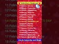 valentine s week list 2024 valentine s day वैलेंटाइन डे february love days shorts love