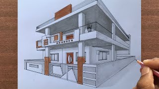 How to Draw House in 2 Point Perspective