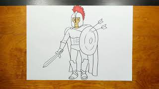 How to draw and coloring GLADIATOR step by step