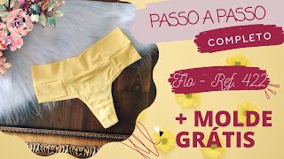 #MoldeGrátis - Como Fazer Fio Dental Cós Alto na Máquina Doméstica - Passo a Passo - Ref: 422