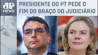 Flávio Bolsonaro aciona AGU contra Gleisi Hoffmann por críticas à Justiça Eleitoral