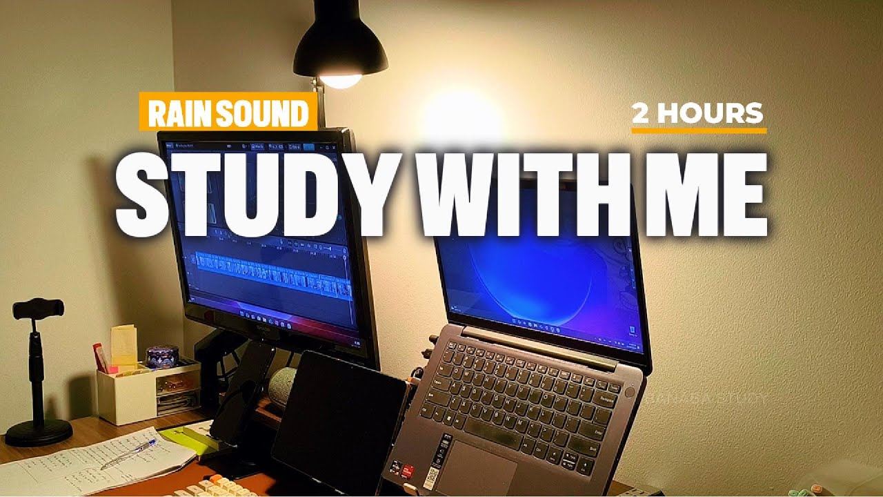 2 Hours Study With Me тшф Rainy Day Background Noise Rain Sound No