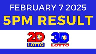 5pm Lotto Result Today February 7 2025 | PCSO 2D 3D Lotto