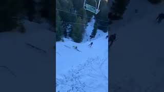 SNOWBOARDER Takes Out Entire Ski Run