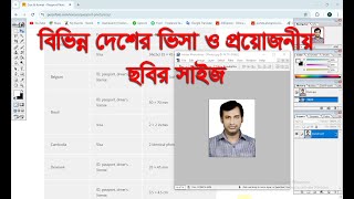 বিভিন্ন দেশের ভিসা ও প্রয়োজনীয় ছবির সাইজ তৈরি