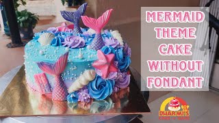 How to make Mermaid Theme Cake without Fondant | How to Colour White Chocolate