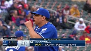 KC@MIN: Vargas reaches 1,000 career innings