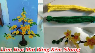 Làm hoa mai bằng kẽm nhung đơn giản mà đẹp