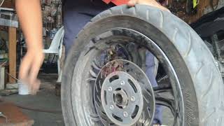 how to change tire motocycle ဆိုင္ကယ္ တာယာ