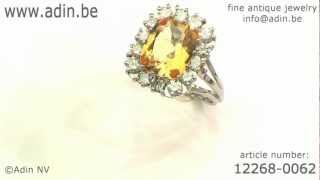 Diamond estate ring with big imperial topaz (12268-0062)