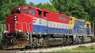 New England Central 611 with NECR 3040 at Three Rivers, MA 7/12/2014