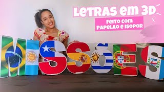 DIY | LETRAS EM 3D (tamanho médio) PARA DECORAR/ feito com papelão e isopor #facavocemesmo