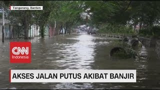 Luapan Air Sungai Cisadane Tangerang Berakibat Akses Jalan Terputus