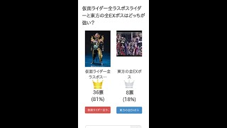 仮面ライダー全ラスボスライダーと東方の全EXボスはどっちが強い？【投票結果】 #Shorts