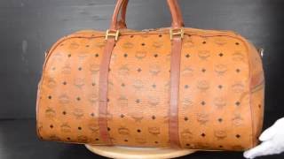 ilovekawaii C02165 - MCM Cognac Visetos PVC / Brown Leather Travel Bag With Strap