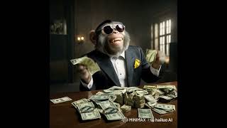 Mafia monkeys are holding dollar bills and throwing money around and laughing and smiling happily 03