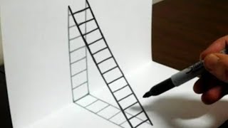 How to Draw 3D Ladder - Trick Art For Kids|3D drawing easy|3D drawing kid's|Art and litrairy society