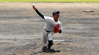 新垣道之介 投手(KBC未来沖縄1年)　第46回沖縄県高等学校野球新人大会(南部地区予選vs那覇西）　R1.7.31　東風平野球場