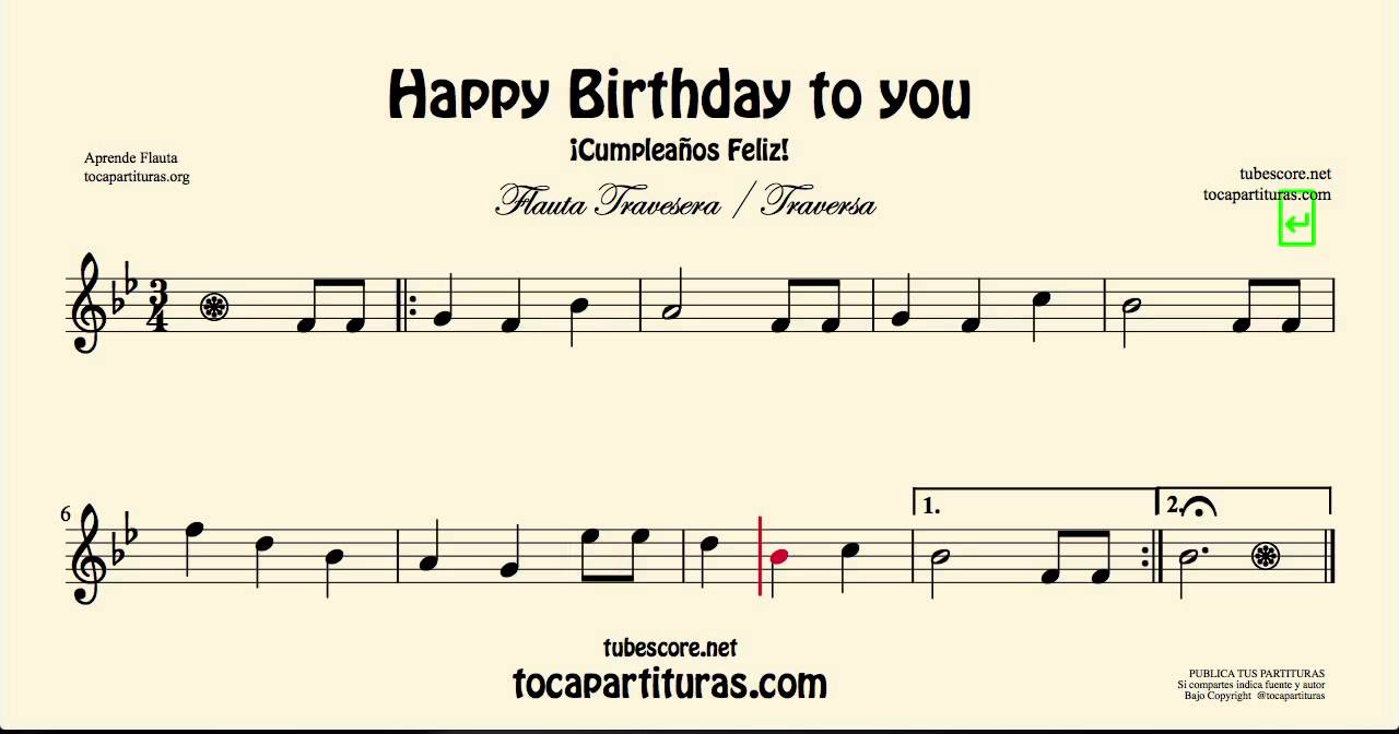 Happy Birthday Sheet Music For Recorder - YouTube