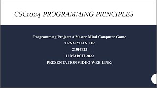 CSC1024 Programming Principle Project: A Mastermind Computer Game