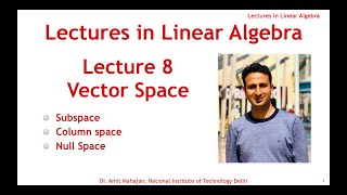 Lecture 8 Vector Space || Subspace || Null Space || Column Space || Examples
