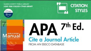Cite a Journal Article from EBSCO in APA 7th ed.