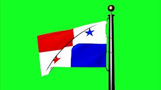 Panamanian flag green screen | Panamanian flag 4K green screen | flag of Panama with pole free