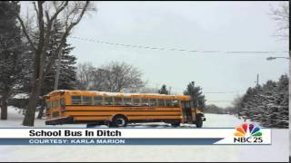 MT Morris School Bus slides in ditch