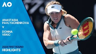 Anastasia Pavlyuchenkova v Donna Vekic Highlights | Australian Open 2024 First Round