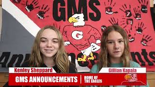 Thursday, September 5th GMS Announcements