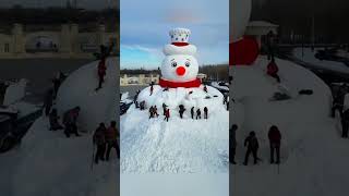 Giant Snowman 'Excavation' Begins in Harbin ⛄️🔨哈尔滨大雪人出土现场