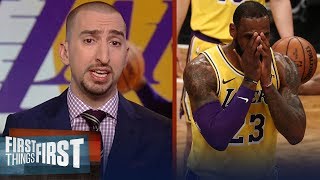 Nick Wright reacts to LeBron and the Lakers' 115-110 loss to the Nets | NBA | FIRST THINGS FIRST