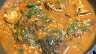 বুটের ডাল দিয়ে দারুন স্বাদের মাছের মাথার মুড়িঘন্ট | Fish head curry  recipe |