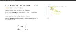 [October 15, 2024, LeetCode daily] 2938. Separate Black and White Balls - Python, solution explained