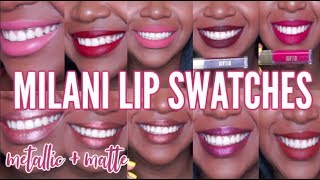 MILANI AMORE MATTE/METALLIC LIP CREMES LIP SWATCHES