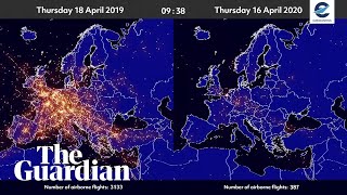 Air traffic before and after Europe's coronavirus lockdowns