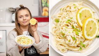 Makaron w kremowym sosie cytrynowo czosnkowym. Idealna pasta na lato