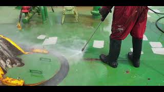 Using Hydro Blasting Machine Onboard Ship | remove Rust | pressure 450 KG Water Pressure At Nozzle