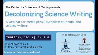 Decolonizing Science Writing Webinar on Dec. 3