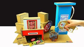 Cardboard Crafts - How to make a Kitkat and Pepsi Vending Machine easy at home out of cardboard