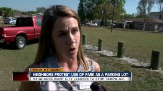 Neighbors protest use of park as a parking lot