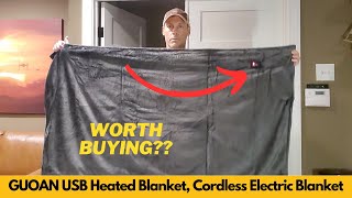 Worth It? GUOAN USB Heated Blanket, Cordless Electric, Portable Heated Throw, With 20000mAH Battery