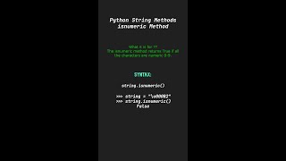 isnumeric Method - Python String Methods